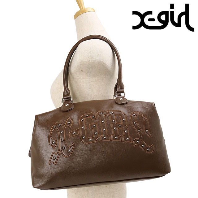 エックスガール X-girl ショルダーバッグ レディース スタッデッドロゴ 2WAYバッグ [105261053007 SS26] STUDDED LOGO 2WAY BAGハンドバッグ ワンショルダー ブラウン BROWN