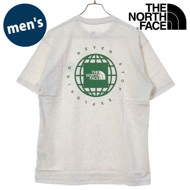 ザ・ノース・フェイス THE NORTH FACE Tシャツ メンズ ショートスリーブジオススクエアロゴティー [NT32633-WT SS26] S/S GEO Square Logo Tee 半袖 吸水速乾 バックプリント 白 ホワイトミックスグレー/TNFグリーン 【メール便配送】