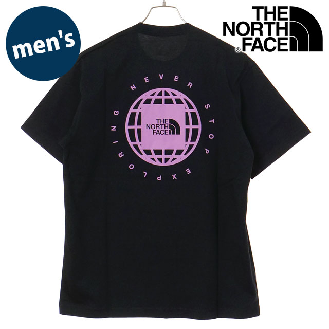 ザ・ノース・フェイス THE NORTH FACE Tシャツ メンズ ショートスリーブジオススクエアロゴティー [NT32633-KC SS26] S/S GEO Square Logo Tee 半袖 吸水速乾 バックプリント 黒 ブラック/コーラルクラッシュ 【メール便配送】