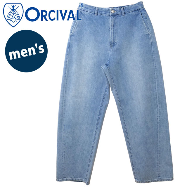 オーシバル ORCIVAL メンズ ワイドカーブパンツ [OR-E0301-SGB SS26] WIDE CURVE PANTS デニムパンツ 長ズボン ブルー LT.BLUE