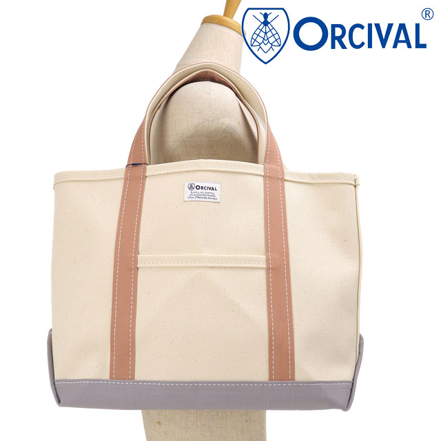 オーシバル ORCIVAL トートバッグ ミディアム [OR-H0284-KWC SS26] TOTE BAG MEDIUM ユニセックス日本製 キャンバストート 中サイズ 帆布 ホワイト ECRU/SMOKY-PINK/GREY
