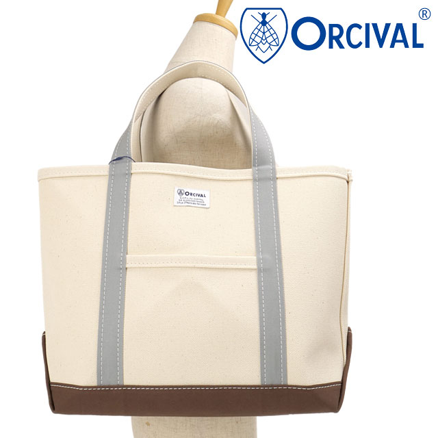 オーシバル ORCIVAL トートバッグ ミディアム [OR-H0284-KWC SS26] TOTE BAG MEDIUM ユニセックス日本製 キャンバストート 中サイズ 帆布 ホワイト ECRU/GREYISH-GREEN/SMOKY-BROWN