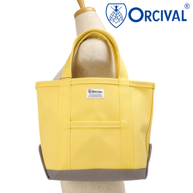 オーシバル ORCIVAL トートバッグ スモール [OR-H0285-KWC SS26] TOTE BAG SMALL ユニセックス日本製 キャンバストート 小サイズ 帆布 イエロー YELLOW/LT.GREY