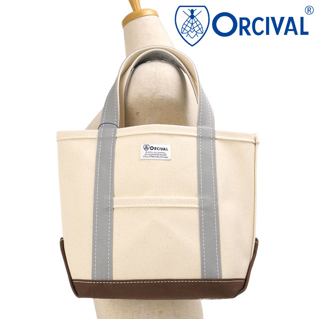 オーシバル ORCIVAL トートバッグ スモール [OR-H0285-KWC SS26] TOTE BAG SMALL ユニセックス日本製 キャンバストート 小サイズ 帆布 ホワイト ECRU/GREYISH-GREEN/SMOKY-BROWN