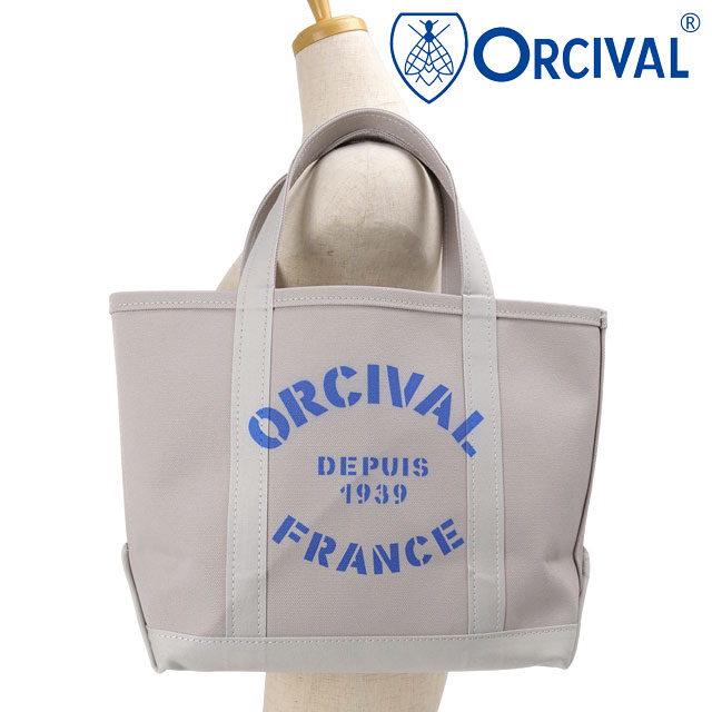 オーシバル ORCIVAL プリントトートバッグ ミディアム [OR-H0360-KWC SS26] PRINT TOTE BAG MEDIUM ユニセックス日本製 キャンバストート 中サイズ 帆布 グレー ICE-GREY/BLUE-PRINT