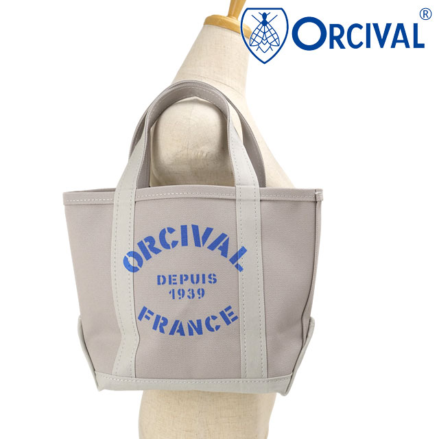 オーシバル ORCIVAL プリントトートバッグ スモール [OR-H0361-KWC SS26] PRINT TOTE BAG SMALL ユニセックス日本製 キャンバストート 小サイズ 帆布 グレー ICE-GREY/BLUE-PRINT