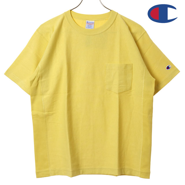 チャンピオン Champion Tシャツ メンズ リバースウィーブ ショートスリーブ ポケット ティーシャツ [C3-Z319 SS26] REVERSE WEAVE SHORT SLEEVE POCKET T-SHIRT リラックスフィット 半袖 9.4ozコットン 無地Tee イエロー PALE-YELLOW 【メール便配送】