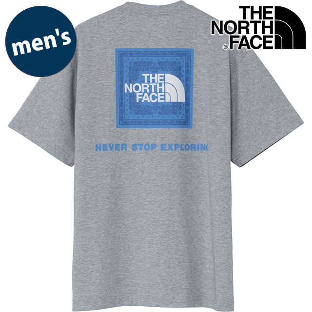 ザ・ノース・フェイス THE NORTH FACE Tシャツ メンズ ショートスリーブバンダナスクエアロゴティー [NT32446-ZZ SS26] S/S Bandana Square Logo Tee 半袖 吸水速乾 バックプリント グレイ ミックスグレー2 【メール便配送】