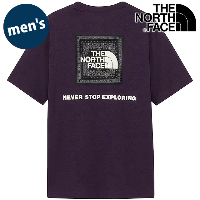 ザ・ノース・フェイス THE NORTH FACE Tシャツ メンズ ショートスリーブバンダナスクエアロゴティー [NT32446-ED SS26] S/S Bandana Square Logo Tee 半袖 吸水速乾 バックプリント パープル エンドレスダスク 【メール便配送】