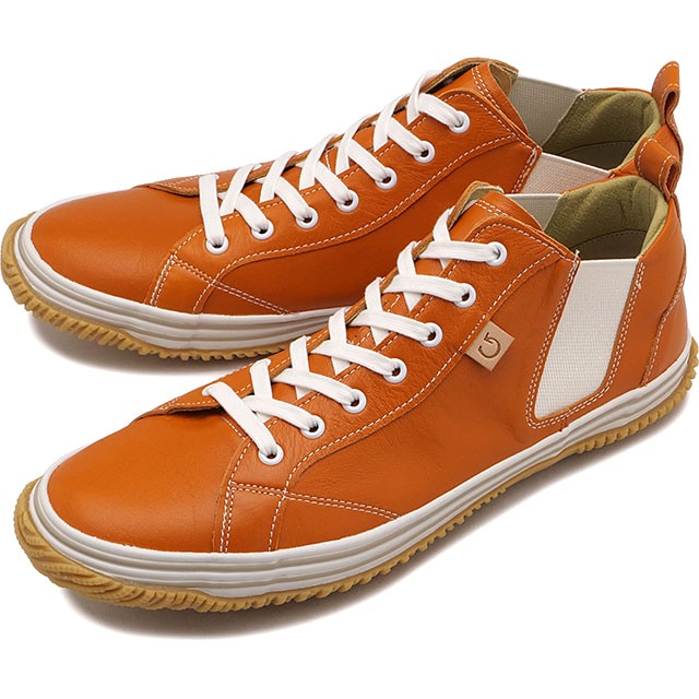 返品交換送料無料 スピングル SPINGLE スニーカー サイドゴア ミッドカットシューズ [SP442-270 SS26] SP-442 日本製 カンガルーレザー ミドルカット オレンジ/ベージュ