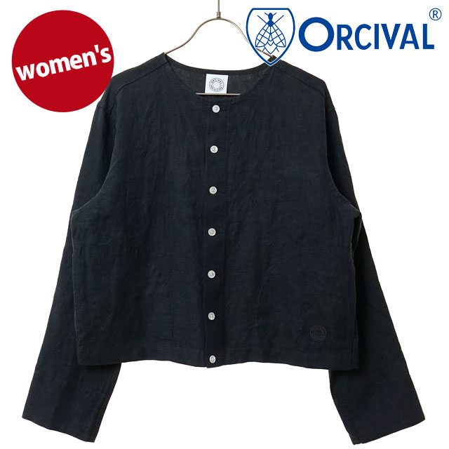 オーシバル ORCIVAL レディース クルーネック カーディガン [OR-A0783-YLM SS26] CREW NECK CARDIGAN 長袖 羽織 ノーカラー グレー CHARCOAL