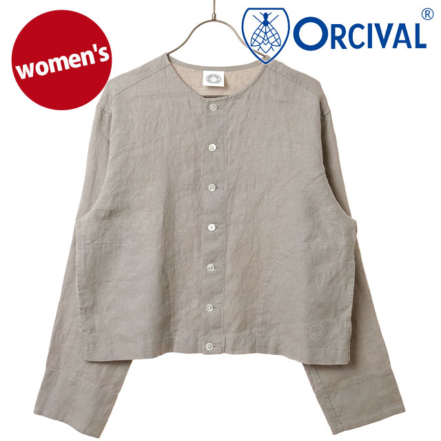 オーシバル ORCIVAL レディース クルーネック カーディガン [OR-A0783-YLM SS26] CREW NECK CARDIGAN 長袖 羽織 ノーカラー グレー LT.GREY