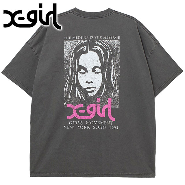 エックスガール X-girl レディース フェイデッドフェイス ショートスリーブビッグティードレス [105261041002 SS26] FADED FACE S/S BIG TEE DRESS 半袖 Tシャツワンピース 黒 BLACK