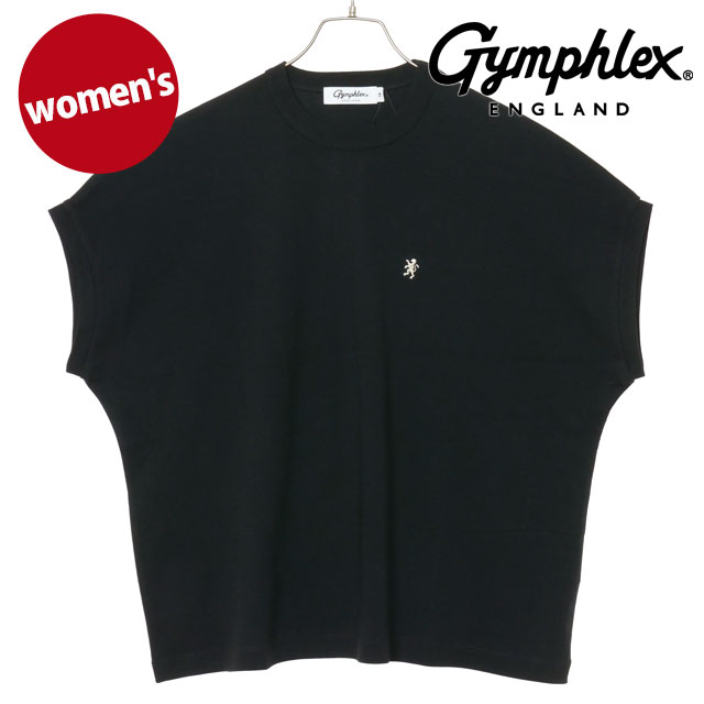 ジムフレックス Gymphlex レディース クルーネック スリーブレル P.O. [#GY-C0361 FLK SS26] CREW NECK SLEEVELESS P.O. ウィメンズ カットソー Tシャツ 半袖 セミフレンチスリーブ おしゃれ スポーツカジュアル ブラック BLACK(WHITE) 【メール便配送】