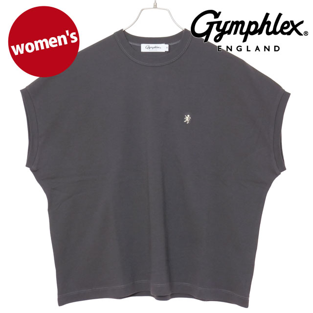 ジムフレックス Gymphlex レディース クルーネック スリーブレル P.O. [#GY-C0361 FLK SS26] CREW NECK SLEEVELESS P.O. ウィメンズ カットソー Tシャツ 半袖 おしゃれ スポーツカジュアル グレー DK.CHARCOAL(CREAM) 【メール便配送】