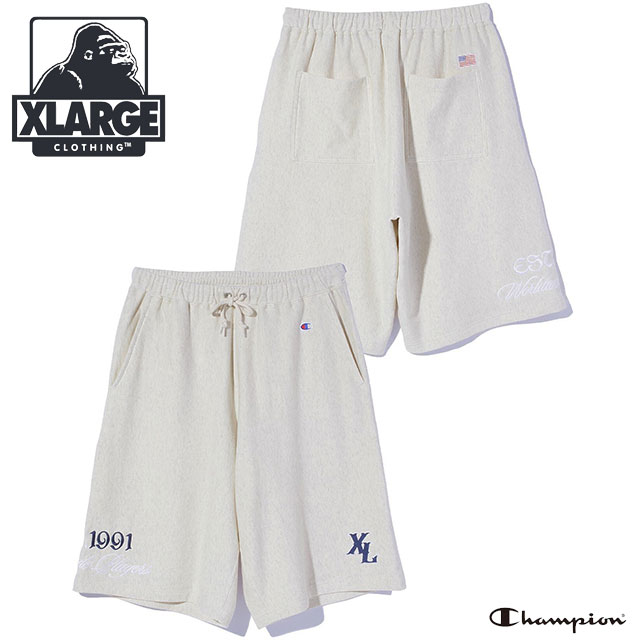エクストララージ XLARGE メンズ チャンピオン スウェットショーツ [101261031021 SS26SPOT] XLARGE×Champion SWEAT SHORTS ハーフパンツ 短パン グレー ASH