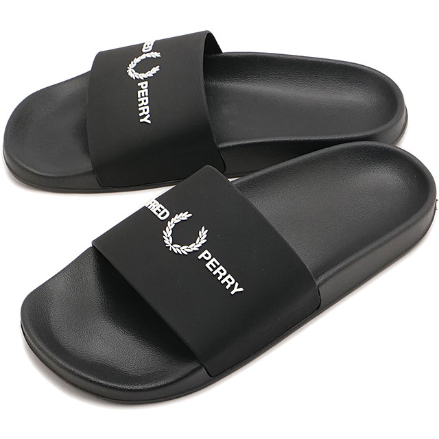 フレッドペリー FRED PERRY サンダル メンズ ブランデッドスライダー [B2320-102 SS26] BRANDED SLIDERスライドサンダル シャワーサンダル ブラック BLACK