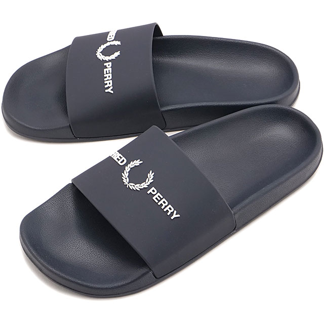 フレッドペリー FRED PERRY サンダル メンズ ブランデッドスライダー [B2320-608 SS26] BRANDED SLIDERスライドサンダル シャワーサンダル ネイビー NAVY