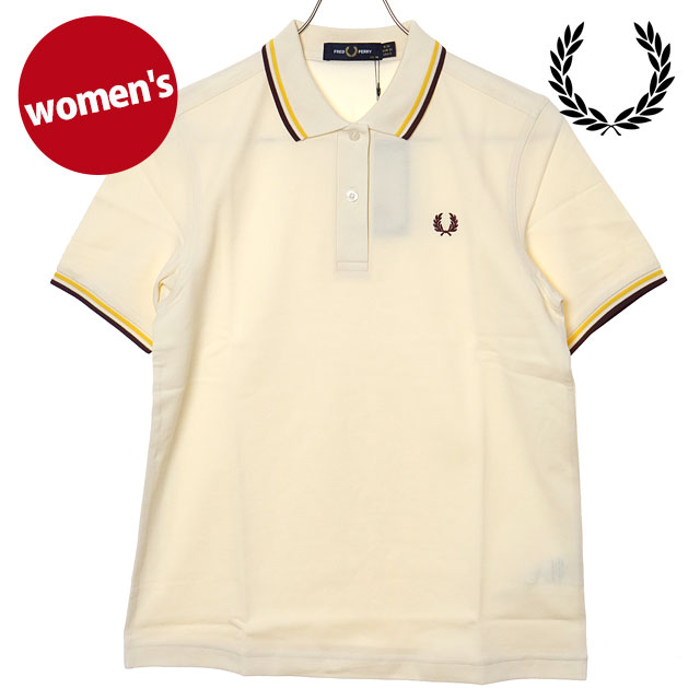 フレッドペリー FRED PERRY ポロシャツ レディース ツインティップド フレッドペリーシャツ [G3600-18B SS26] TWIN TIPPED FRED PERRY SHIRT 半袖 コットンピケ ホワイト ECRU/LEMON-BARLEY/OXBLOOD