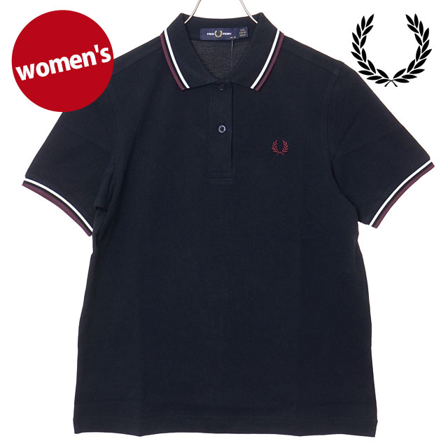 フレッドペリー FRED PERRY ポロシャツ レディース ツインティップド フレッドペリーシャツ [G3600-21B SS26] TWIN TIPPED FRED PERRY SHIRT 半袖 コットンピケ ネイビー NAVY/SNOWWHITE/OXBLOOD