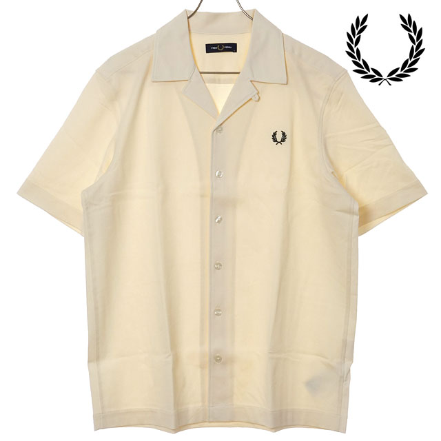 フレッドペリー FRED PERRY メンズ コンプレスメッシュ リベレカラーシャツ [M1745-560 SS26] COMPRESS MESH REVERE COLLAR SHIRT 半袖 オープンカラーシャツ ホワイト ECRU