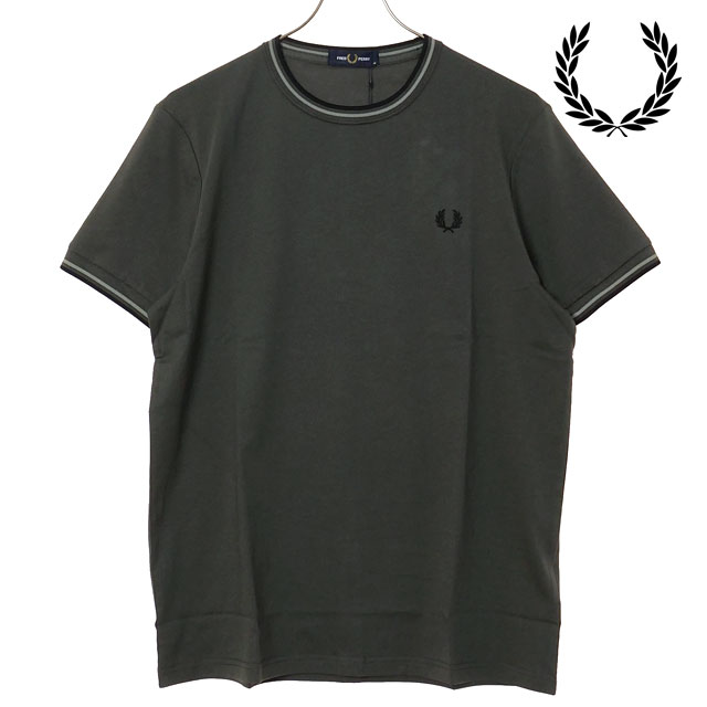 フレッドペリー FRED PERRY メンズ ツインティップド Tシャツ [M1588V-04B SS26] TWIN TIPPED T-SHIRT 半袖 クルーネック カーキグリーン FIELD-GREEN/SEAGRASS/BLACK 【メール便配送】