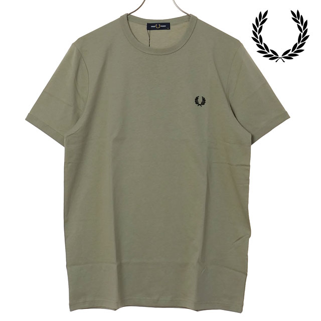 フレッドペリー FRED PERRY メンズ リンガーTシャツ [M3519-R26 SS26] RINGER T-SHIRT 半袖 クルーネック グリーン SEAGRASS 【メール便配送】