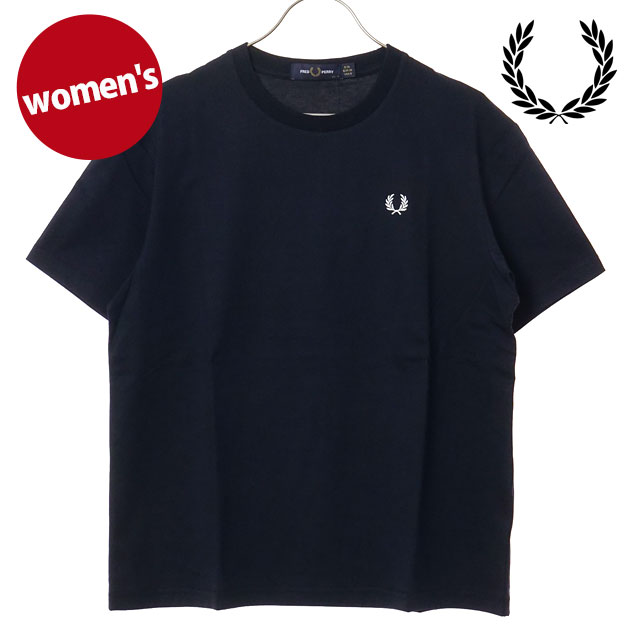 フレッドペリー FRED PERRY レディース クルーネックTシャツ [G1142-311 SS26] CREW NECK T-SHIRT 半袖 ネイビー NAVY 【メール便配送】