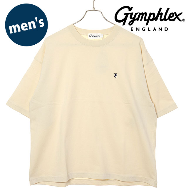 ジムフレックス Gymphlex メンズ クルーネック ショートスリーブTシャツ [#GY-C0441 DDH SS26] CREW NECK S/S T-SHIRT 半袖 コットンTee ベルト丈 ホワイト IVORY(NAVY) 【メール便配送】
