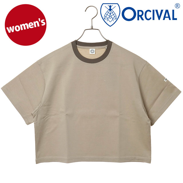 オーシバル ORCIVAL レディース クルーネック ショートスリーブプルオーバー [OR-C0518-MSD SS26] CREW NECK S/S P.O. カットソー 半袖Tシャツ ボーダー 日本製 ベージュ LT.BEIGE（GREIGE-BINDER） 【メール便配送】