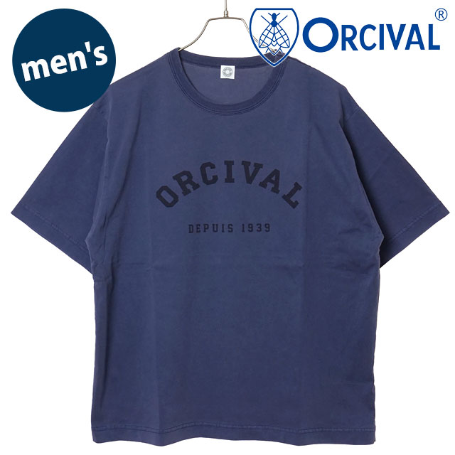 オーシバル ORCIVAL メンズ プリントTシャツ [OR-C0525-TAB SS26] PRINT T-SHIRT カットソー 半袖 ネイビー NAVY 【メール便配送】