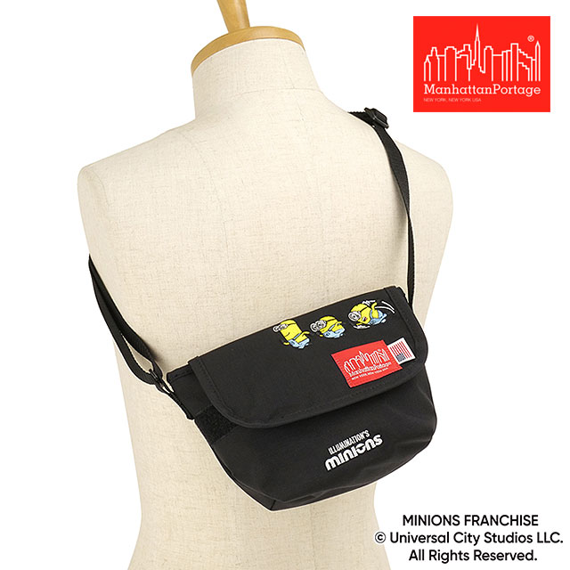 コラボ マンハッタンポーテージ Manhattan Portage ナイロンメッセンジャーバッグ ミニオンズ [MP1602FZPMNOS SS26] NYLON MESSENGER BAG (XXXS)/MINIONS ユニセックスショルダーバッグ 黒 Black