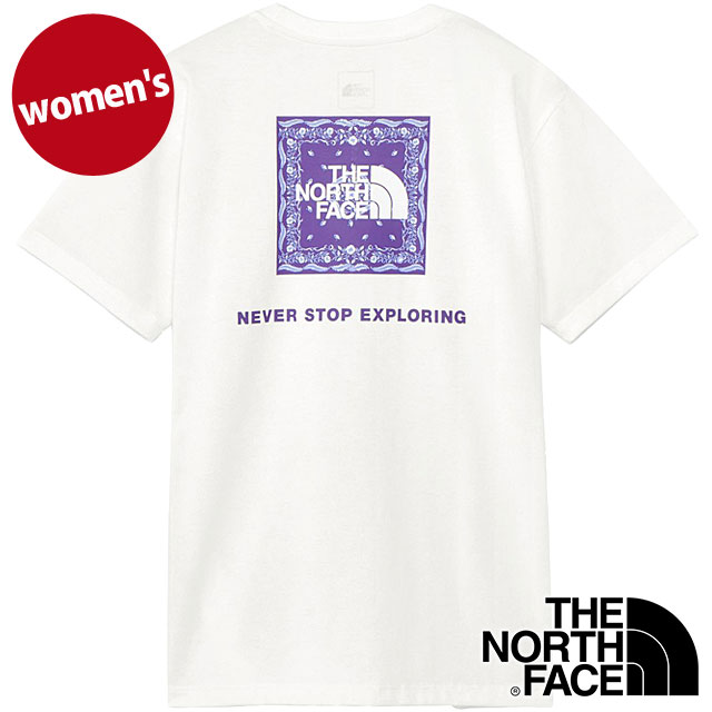 ザ・ノース・フェイス THE NORTH FACE ショートスリーブバンダナスクエアロゴティー [NTW32446-W SS25] S/S Bandana Square Logo Tee レディース TNF 半袖Tシャツ ホワイト 【メール便配送】
