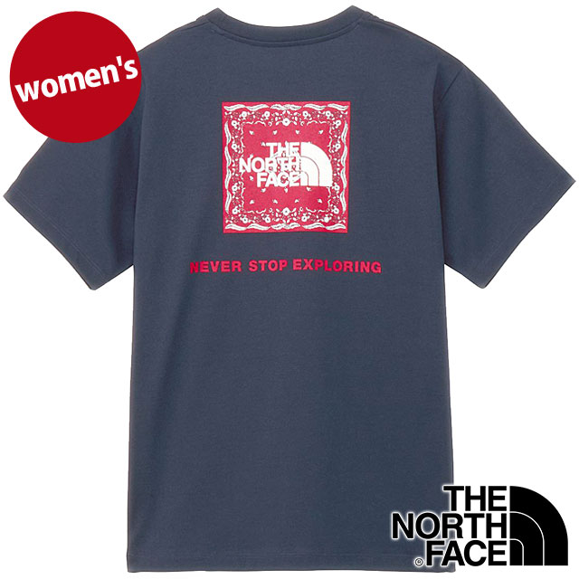 ザ・ノース・フェイス THE NORTH FACE ショートスリーブバンダナスクエアロゴティー [NTW32446-UN SS25] S/S Bandana Square Logo Tee レディース TNF 半袖Tシャツ アーバンネイビー 【メール便配送】