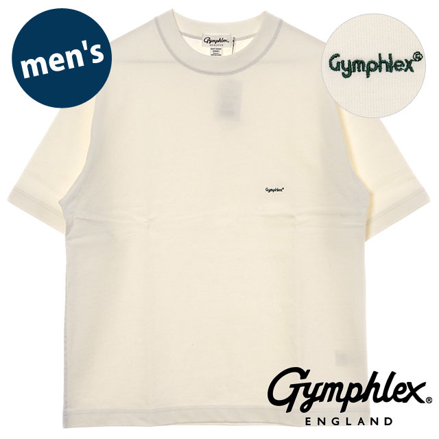 ジムフレックス Gymphlex クルーネック ショートスリーブ Tシャツ [#J-9271 HWJ SS25] CREW NECK S/S T-SHIRT メンズ スポーツファッション 半袖 ワイドシルエット OFF WHITE(GREEN) 【メール便配送】