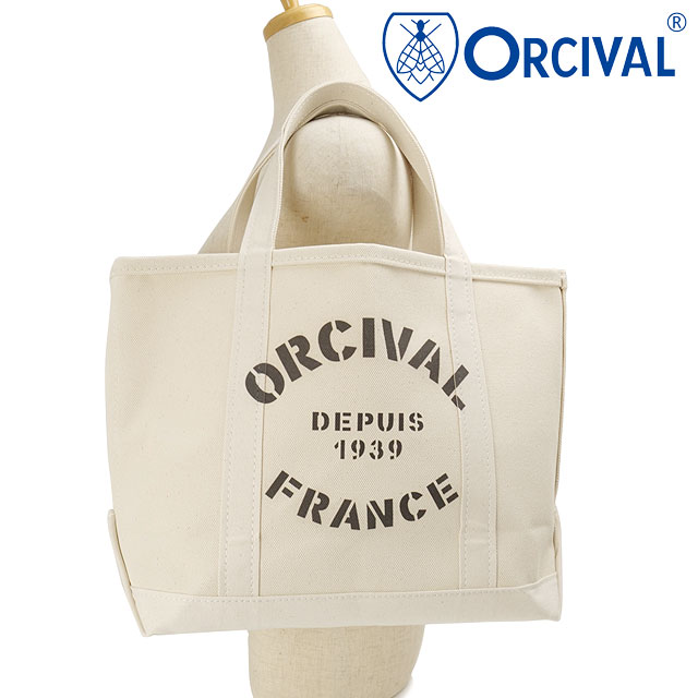 オーシバル ORCIVAL プリントトートバッグ ミディアム [OR-H0360-KWC SS25] PRINT TOTE BAG MEDIUM 日本製 メンズ・レディースキャンバストート 中サイズ 帆布 ECRU/BLACK-PRINT