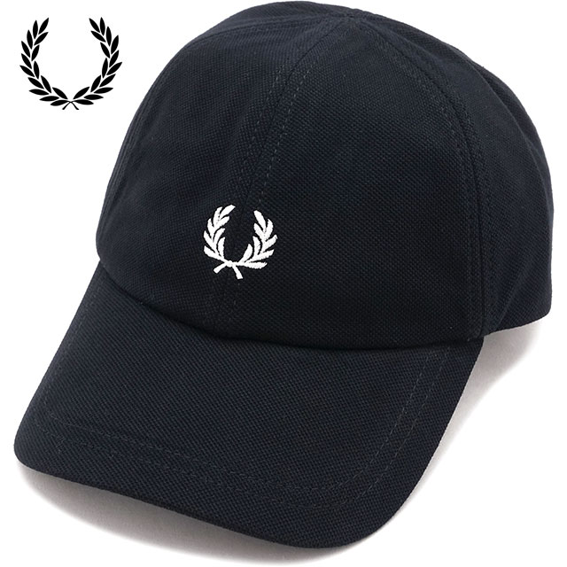 フレッドペリー FRED PERRY ピケクラシックキャップ [HW2295-843 SS26] PIQUE CLASSIC CAP 帽子 鹿の子 サイズ調整可能 ブラック BLACK/SNOWWHITE