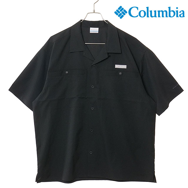 コロンビア Columbia メンズ クリスタルロックショートスリーブシャツ [PG9276-010 SS26] Crystal Rock S/S Shirt 半袖 サファリシャツ UVカット ブラック 【メール便配送】