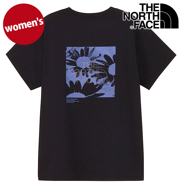 ザ・ノース・フェイス THE NORTH FACE Tシャツ レディース ショートスリーブイーエスフラワーボックスロゴティー [NTW32685-K SS26] S/S ES Flower Box Logo Tee 半袖 パフォーマンスウェア 黒 ブラック 【メール便配送】
