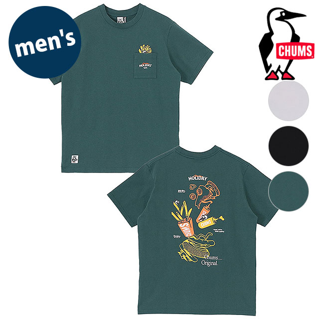 チャムス CHUMS メンズ アンチバグファストフードポケットTシャツ [CH01-2715 SS26] M Anti-Bug Fast Food Pocket T-Shirt 半袖 USAコットン 虫よけ 【メール便配送】