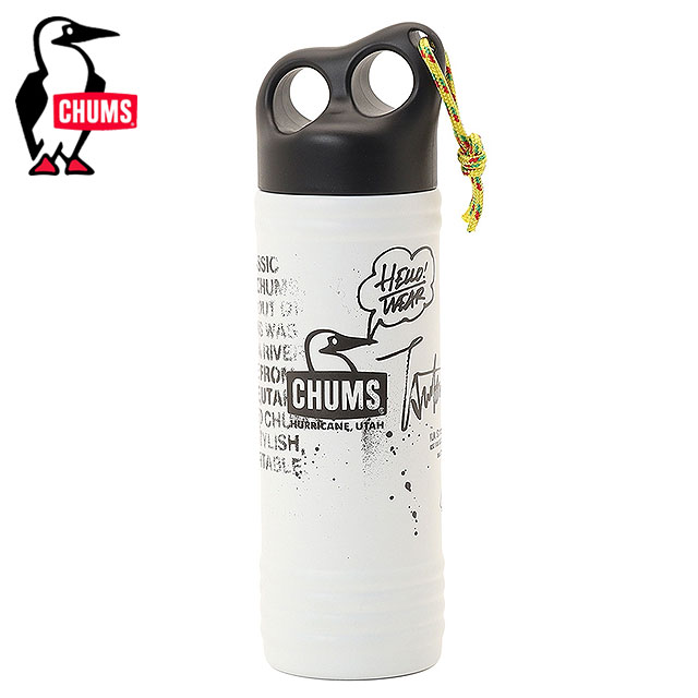 チャムス CHUMS ステンレスボトル 守矢努キャンパーウェーブボトル 500ml [CH62-2266 SS26] 守矢努 Camper Wave Bottle 500ml 水筒 真空断熱構造 ステンシル ホワイト White
