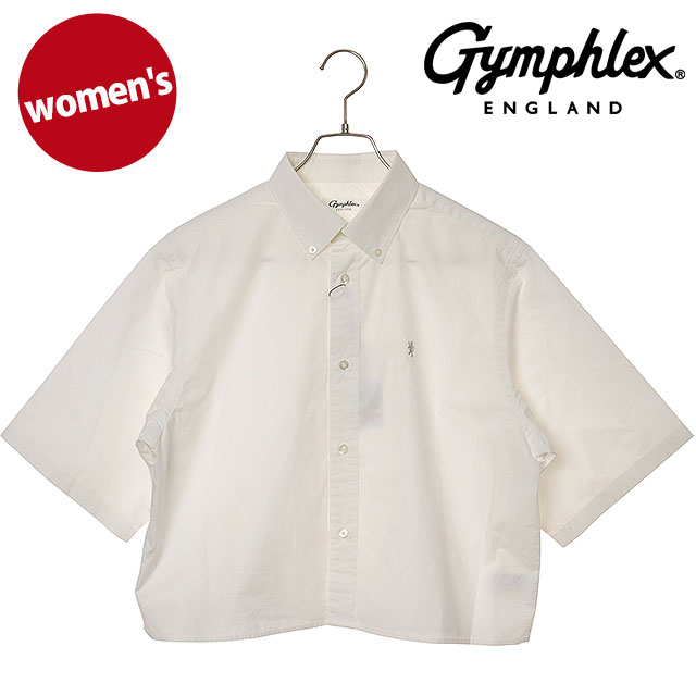 ジムフレックス Gymphlex レディース ショート ボタンダウンショツ ショートスリーブ [#GY-B0367 OGT SS26] SHORT B.D. SHIRT S/S ウィメンズ ショート丈 6分袖 カジュアルシャツ ホワイト WHITE(LT.GREY)