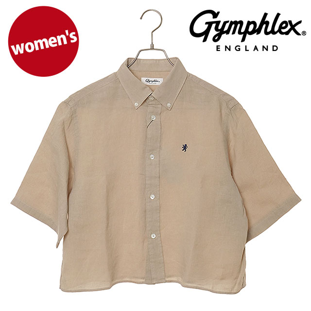 ジムフレックス Gymphlex レディース ショート ボタンダウンショツ ショートスリーブ [#GY-B0367 SKC SS26] SHORT B.D. SHIRT S/S ウィメンズ ショート丈 6分袖 カジュアルシャツ ベージュ BEIGE(NAVY)