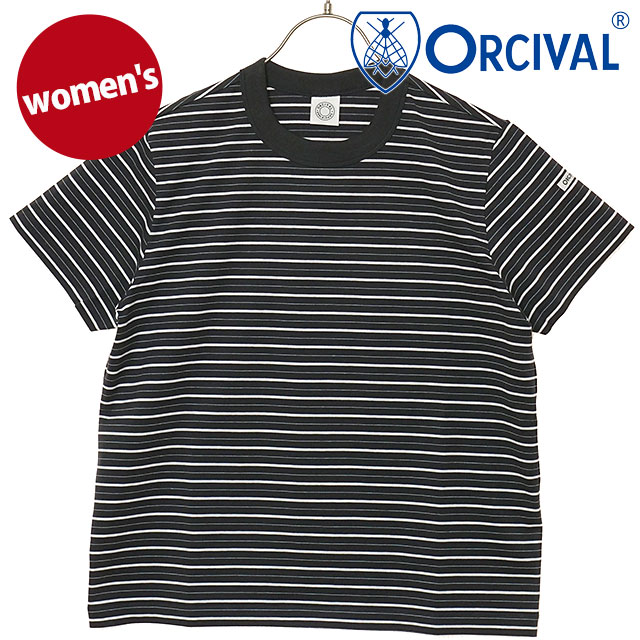 オーシバル ORCIVAL レディース クルーネック ショートスリーブプルオーバー [OR-C0415-CCF SS26] CREW NECK S/S P.O. カットソー 半袖Tシャツ ボーダー 日本製 グレー CHARCOAL/WHITE/SAX（CHARCOAL-BINDER） 【メール便配送】