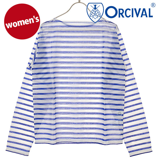 オーシバル ORCIVAL レディース ボートネック ロングスリーブプルオーバー [OR-C0461-STJ SS26] BOAT NECK L/S P.O. カットソー 長袖Tシャツ ボーダー 日本製 白 WHITE/BLUE