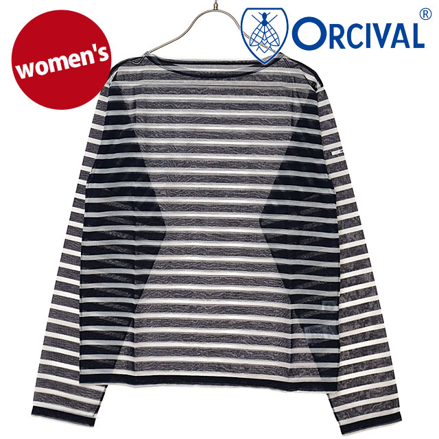 オーシバル ORCIVAL レディース ボートネック ロングスリーブプルオーバー [OR-C0461-STJ SS26] BOAT NECK L/S P.O. カットソー 長袖Tシャツ ボーダー 日本製 ネイビー NAVY/OFF-WHITE