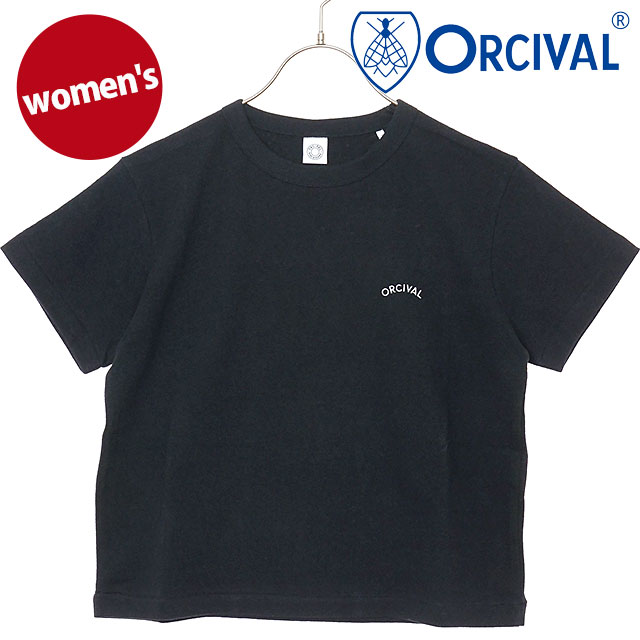 オーシバル ORCIVAL レディース エンブロイダリー ショートスリーブTシャツ [OR-C0519-TSB SS26] EMBROIDERY SHORT SLEEVE T-SHIRT カットソー 半袖 日本製 黒 BLACK 【メール便配送】