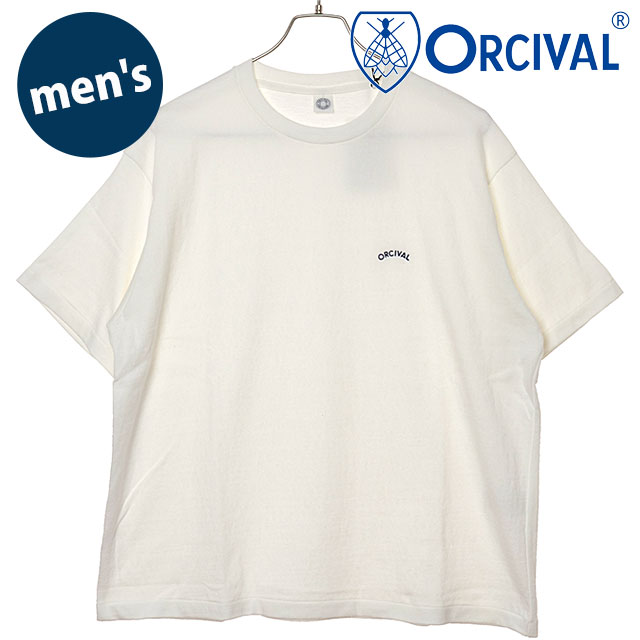オーシバル ORCIVAL メンズ エンブロイダリー ショートスリーブTシャツ [OR-C0520-TSB SS26] EMBROIDERY SHORT SLEEVE T-SHIRT カットソー 半袖 日本製 白 OFF-WHITE 【メール便配送】