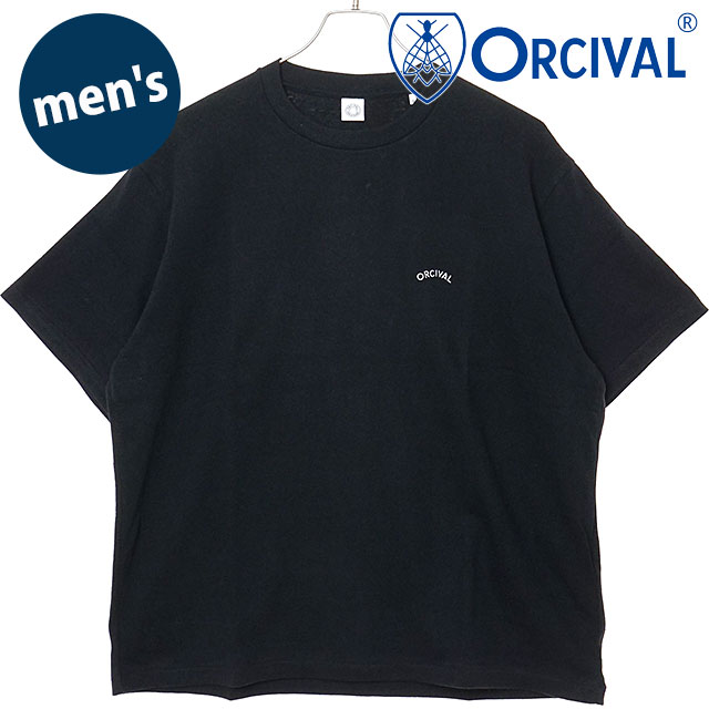 オーシバル ORCIVAL メンズ エンブロイダリー ショートスリーブTシャツ [OR-C0520-TSB SS26] EMBROIDERY SHORT SLEEVE T-SHIRT カットソー 半袖 日本製 黒 BLACK 【メール便配送】