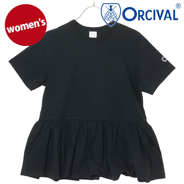 オーシバル ORCIVAL レディース ギャザード ショートスリーブプルオーバー [OR-C0535-OEJ SS26] GATHERED SHORT SLEEVE P.O. カットソー 半袖Tシャツ 日本製 黒 BLACK